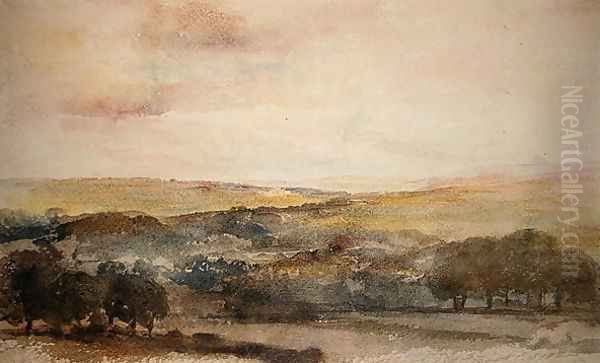 A Distant View of Lowther Castle, Westmorland Oil Painting by Peter de Wint