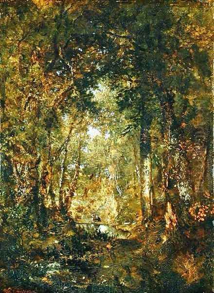 In the Wood at Fontainebleau Oil Painting by Theodore Rousseau