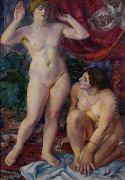 Two Female Figures (venus) Oil Painting by Ignaty Nivinsky