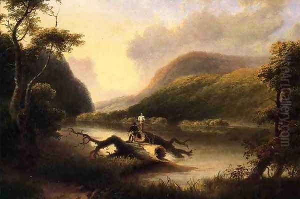 Passage of the Delaware through the Blue Mountain Oil Painting by Thomas Doughty