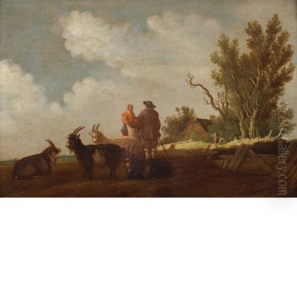 Landscape With Figures Near A Cottage Oil Painting by Pieter Nolpe