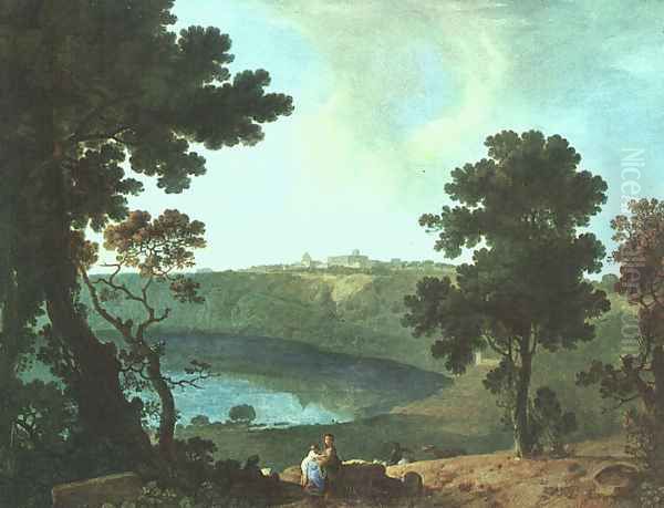 Lake Albano and Castel Gandolfo 1754 Oil Painting by Richard Wilson