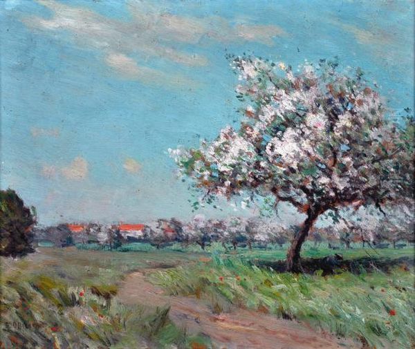  figure And Apple Blossom, Normandy  Oil Painting by Edward Officer