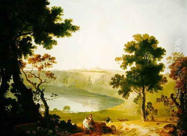 View of the Castel Gandolfo and Lake Albano, c.1754 Oil Painting by Richard Wilson