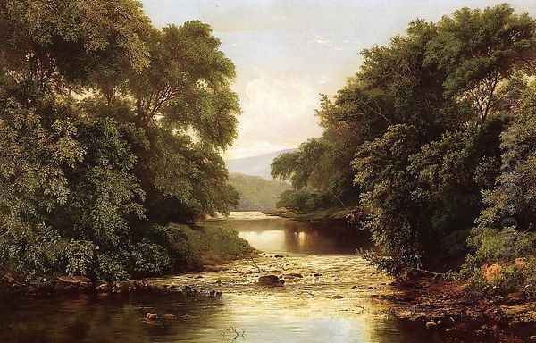 Fishing by a River Oil Painting by William Mason Brown