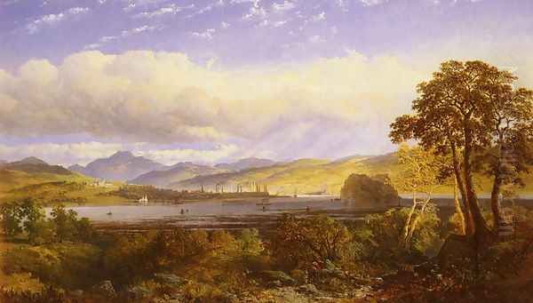 A View of Dumbarton from the Clyde River, with Ben Lomond Beyond Oil Painting by Edmund John Niemann, Snr.