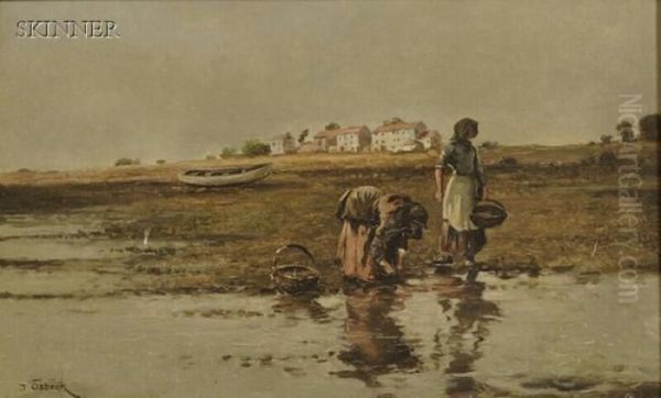 Oyster Gatherers Oil Painting by Josef Osbeck