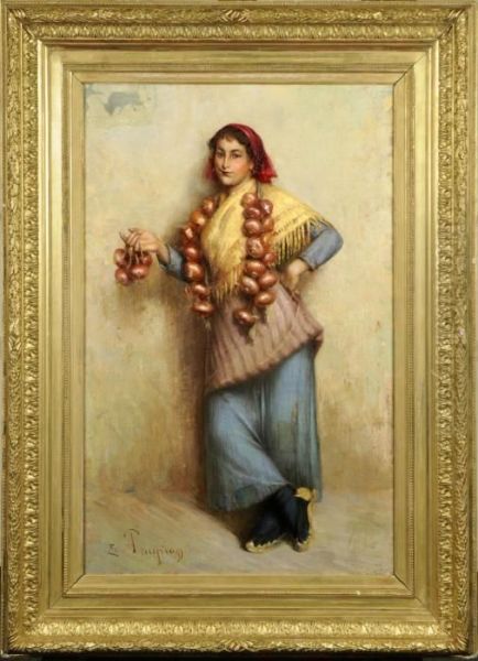 La Marchande D'oignons Oil Painting by Edouard Jerome Paupion