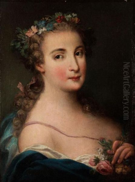 Bildnis Einer Jungen Frau Als Flora Oil Painting by Francesco Pavona De Udine