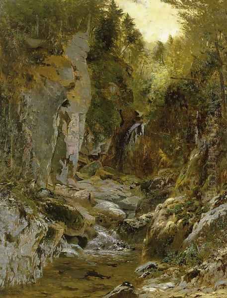 The Flume, Opalescent River, Adirondacks Oil Painting by Alexander Helwig Wyant