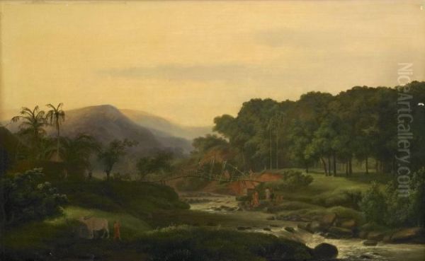 Landskap - Java - Indonesien Oil Painting by Antoine A.J. Payen