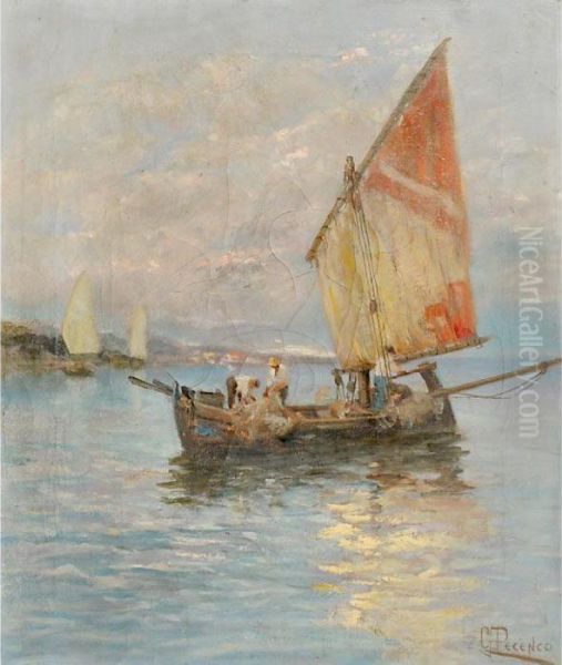 Barca Di Pescatori Oil Painting by Giuseppe Pecenco