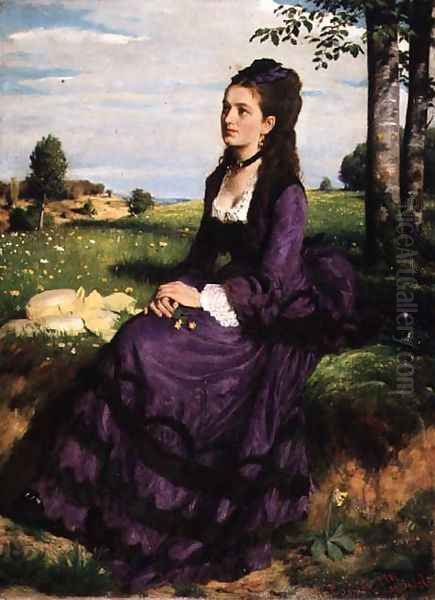 Woman in Violet, 1874 Oil Painting by Pal Merse Szinyei