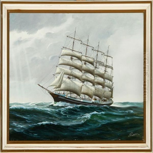 Ship Portrait Of The Danish Training Ship Kobenhavn Oil Painting by Peder Christian Pedersen