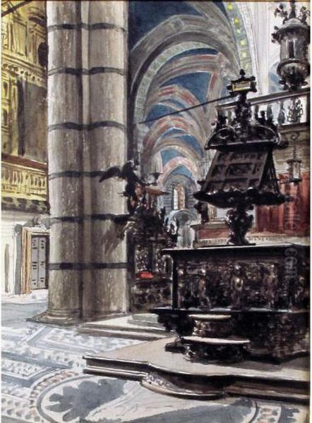 Interno Di Cattedrale Oil Painting by Domenico Pesenti