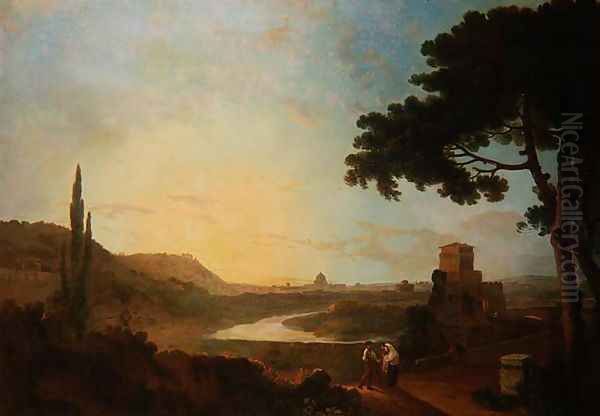 View of the Tiber Oil Painting by Richard Wilson