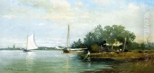 Lakeside, Branchport, New York Oil Painting by Francis Augustus Silva