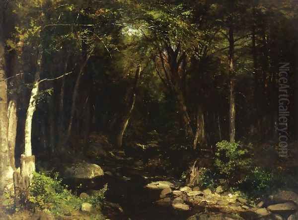 Woodland Stream Oil Painting by Alexander Helwig Wyant