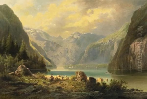 Kâ”œâ•¢nigssee Oil Painting by Eduard Caspar Post