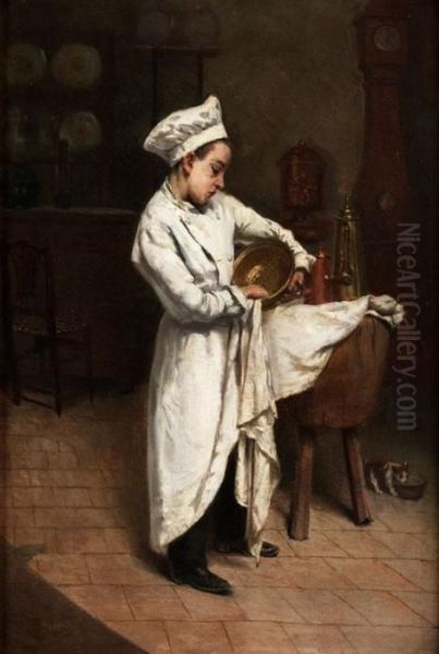 Der Backerjunge Mit Einem Messingsieb Oil Painting by Henri Pottin