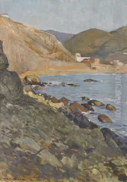 Kustenpartie Bei Levanto Oil Painting by Theophil Preiswerk