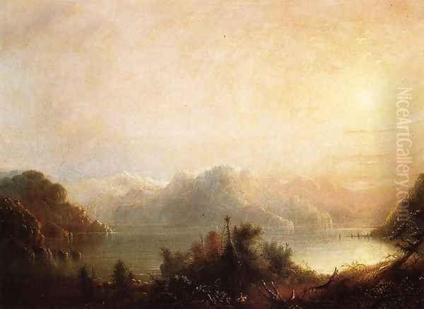 Mountain Lake Oil Painting by Alfred Jacob Miller