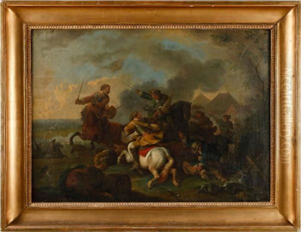 Battle Scene Oil Painting by Tobias I Querfurt