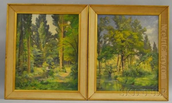 Woodland Landscape Oil Painting by Frederic Ragot