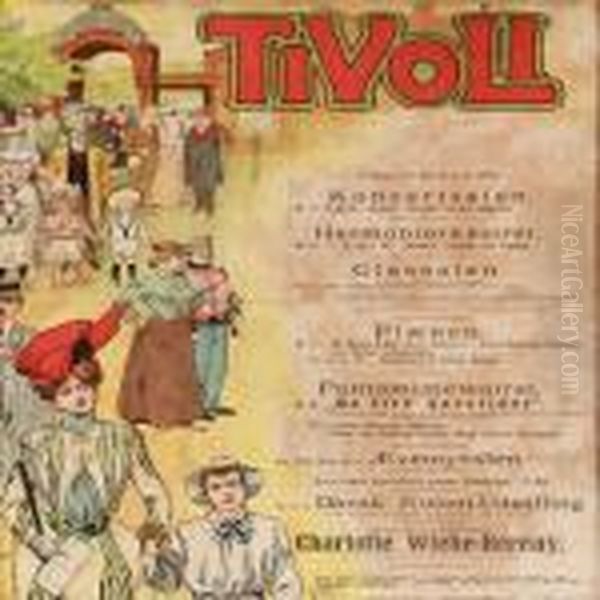 Poster From Tivoli Oil Painting by Carsten Johan N. Ravn