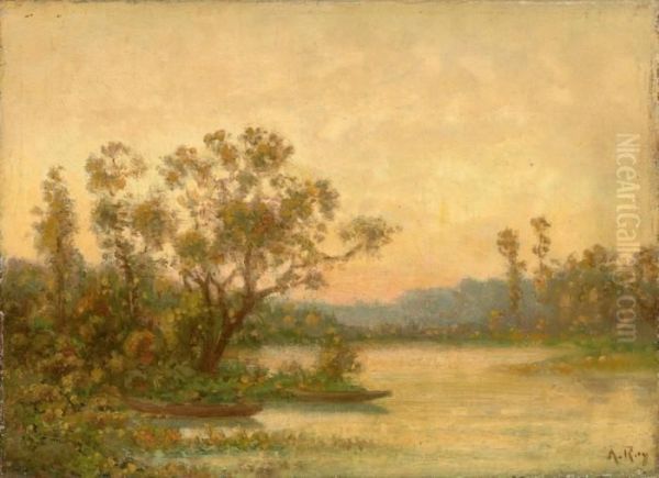 Abendliche Impressionistische Flusslandschaft Oil Painting by Anatole Paul Ray