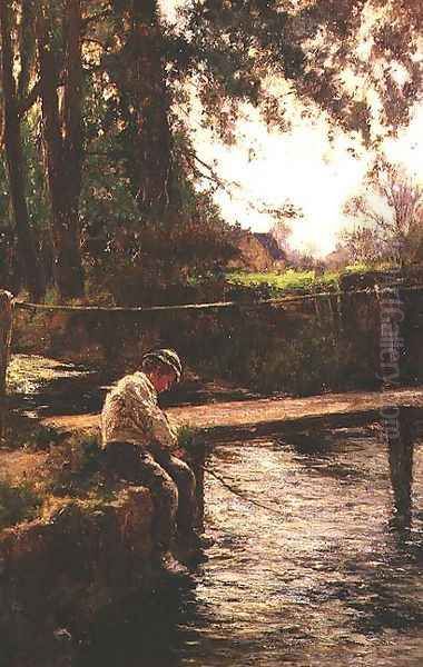 The Young Angler Oil Painting by John White