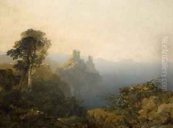 Black Castle Wicklow 1854 Oil Painting by Edmund John Niemann, Snr.