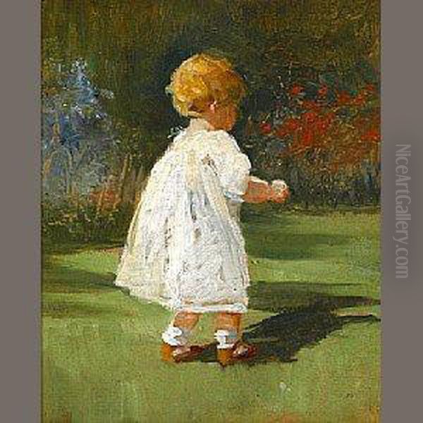 Child In A Garden Oil Painting by Mary Curtis Richardson