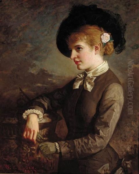 Portrait Of A Lady By A Sundial Oil Painting by William Thomas Roden