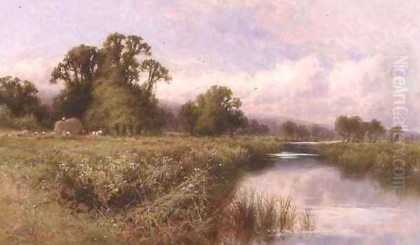 Meadow Landscape near Marlow-on-Thames Oil Painting by Henry Hillier Parker