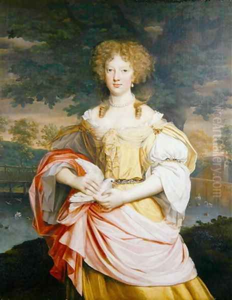 Portrait of Mary Wilbraham (1661-1737) Oil Painting by John Michael Wright