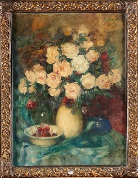 Vase De Roses Oil Painting by Gerard Roosen