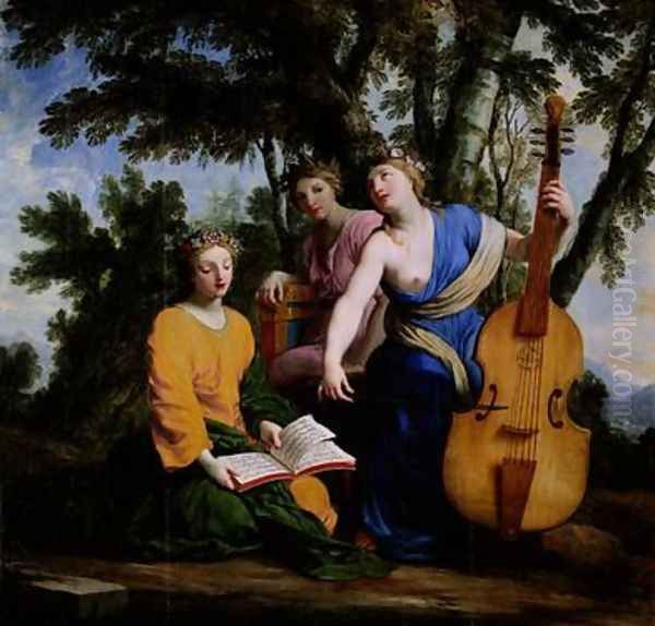 The Muses Melpomene Erato and Polymnia Oil Painting by Eustache Le Sueur