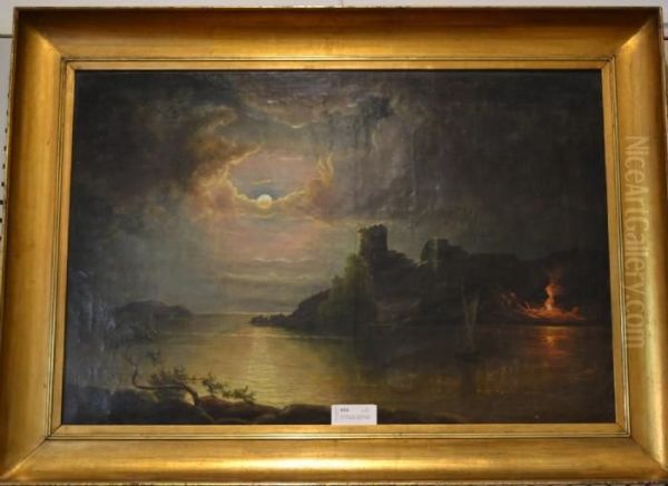 Landskap Oil Painting by Frans Johan Roselli