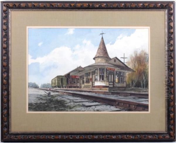 The New Hope, Pa Train Station Oil Painting by James Ross