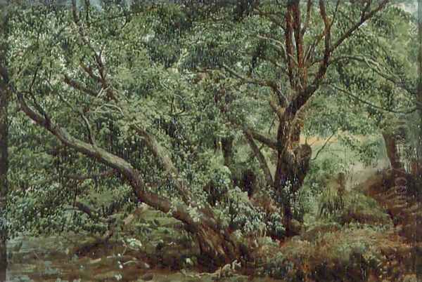 Trees by a Stream Oil Painting by Alexander Ivanov