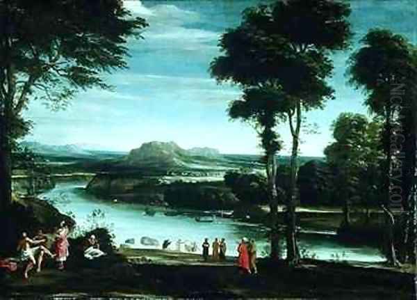 Landscape with St John Baptising Oil Painting by Domenico Zampieri (Domenichino)