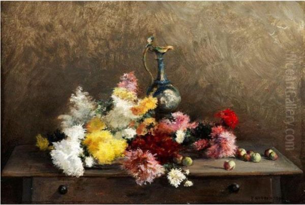 Blumenstilleben Oil Painting by Victor Marie Roussin