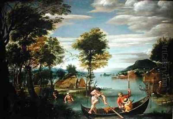 Landscape with Boats Oil Painting by Domenico Zampieri (Domenichino)