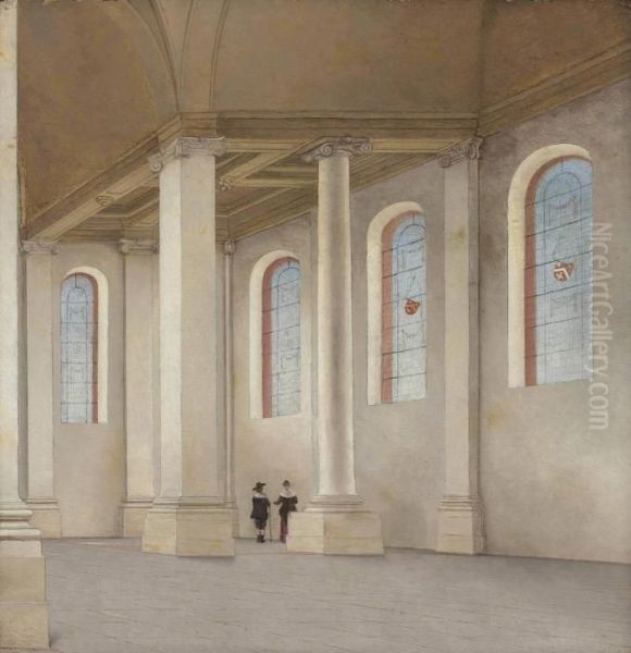 The Interior Of The Nieuwe Kerk, Haarlem Oil Painting by Pieter Jansz. Saenredam