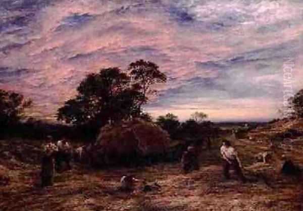 Evening Haymaking 1859 Oil Painting by John Linnell