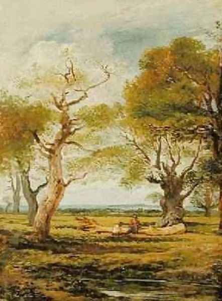 Landscape with Figures 1816 Oil Painting by John Linnell