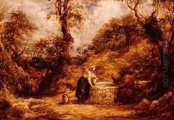 Christ and the Woman of Samaria at Jacobs Well Oil Painting by John Linnell