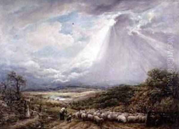 Driving the Flock 1877 Oil Painting by John Linnell