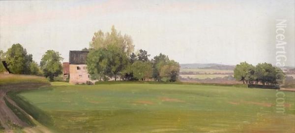 Ebene Landschaftspartie Mit Gehoft Oil Painting by Wilhelm August Schirmer